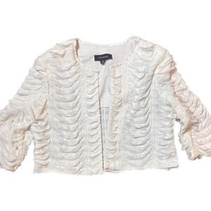 R&M Richards white ruched bolero jacket (m)